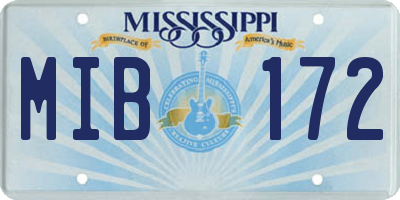 MS license plate MIB172