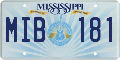 MS license plate MIB181