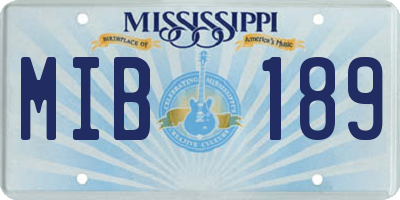 MS license plate MIB189