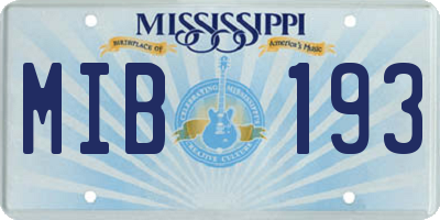 MS license plate MIB193