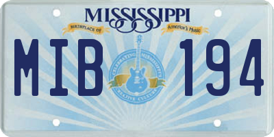 MS license plate MIB194