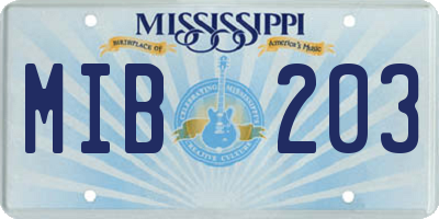 MS license plate MIB203