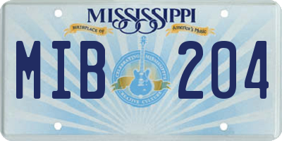 MS license plate MIB204