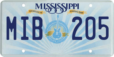 MS license plate MIB205