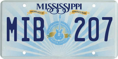 MS license plate MIB207