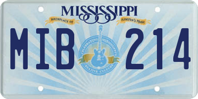 MS license plate MIB214