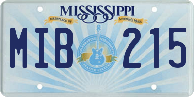 MS license plate MIB215