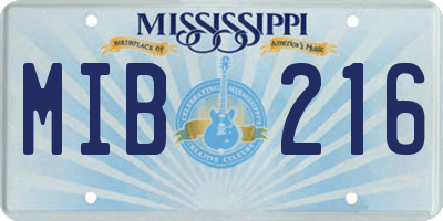 MS license plate MIB216