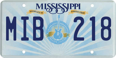 MS license plate MIB218