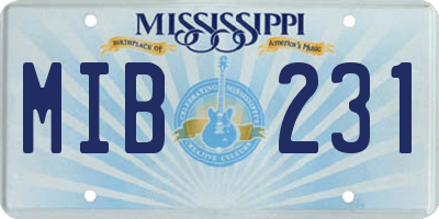 MS license plate MIB231