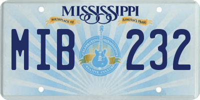 MS license plate MIB232