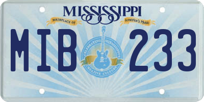 MS license plate MIB233