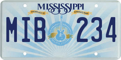MS license plate MIB234