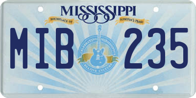 MS license plate MIB235
