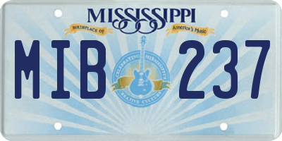 MS license plate MIB237