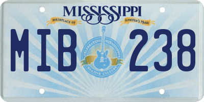 MS license plate MIB238
