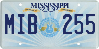 MS license plate MIB255