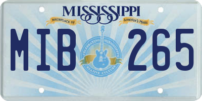 MS license plate MIB265