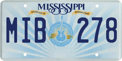 MS license plate MIB278