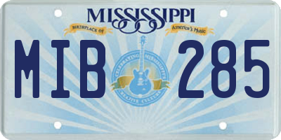 MS license plate MIB285