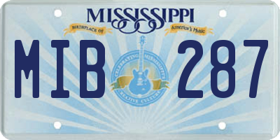 MS license plate MIB287