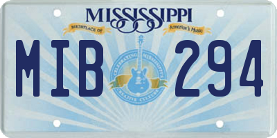 MS license plate MIB294