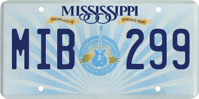 MS license plate MIB299