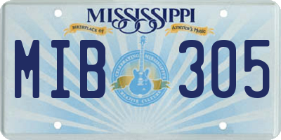 MS license plate MIB305