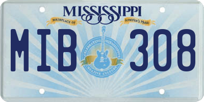 MS license plate MIB308