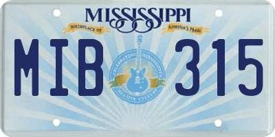 MS license plate MIB315