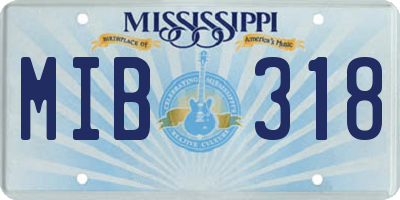 MS license plate MIB318