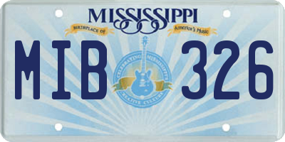 MS license plate MIB326