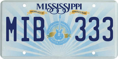 MS license plate MIB333