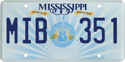 MS license plate MIB351