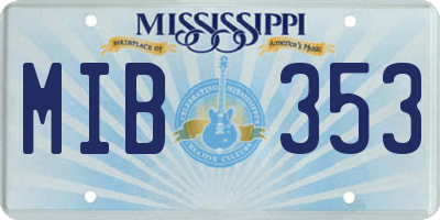 MS license plate MIB353