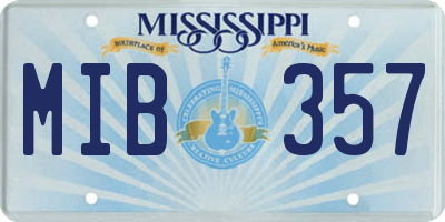 MS license plate MIB357