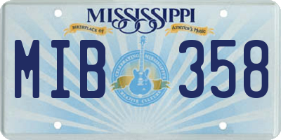 MS license plate MIB358