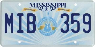 MS license plate MIB359