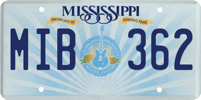 MS license plate MIB362