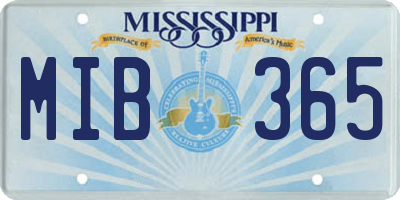 MS license plate MIB365
