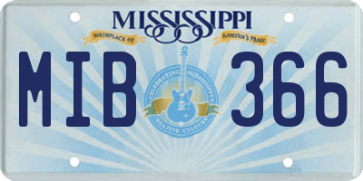 MS license plate MIB366