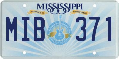 MS license plate MIB371