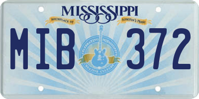 MS license plate MIB372