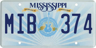MS license plate MIB374