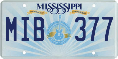 MS license plate MIB377