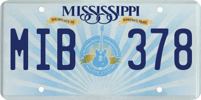 MS license plate MIB378