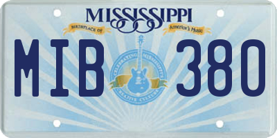 MS license plate MIB380