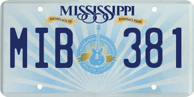 MS license plate MIB381