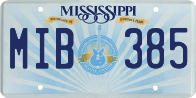 MS license plate MIB385
