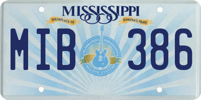 MS license plate MIB386